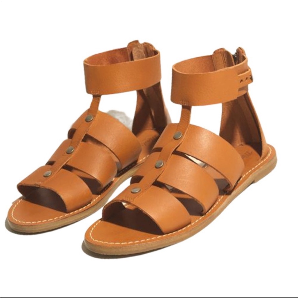 Madewell Rowan Gladiator Sandals in Tan Leather